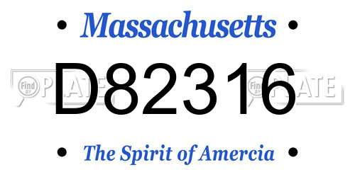 D82316 Massachusetts License Plate