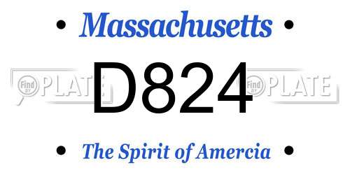 D824 Massachusetts License Plate
