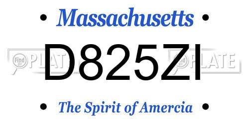 D825ZI Massachusetts License Plate