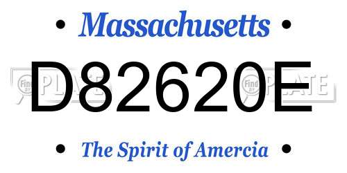 D82620E Massachusetts License Plate