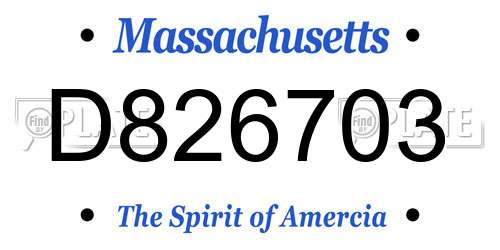 D826703 Massachusetts License Plate
