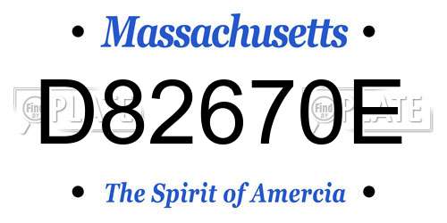 D82670E Massachusetts License Plate