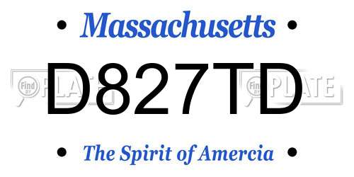 D827TD Massachusetts License Plate