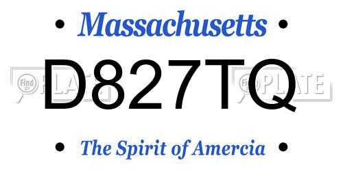 D827TQ Massachusetts License Plate