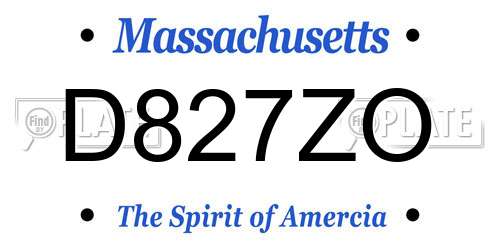 D827ZO Massachusetts License Plate