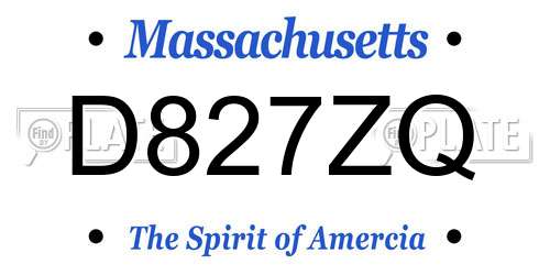 D827ZQ Massachusetts License Plate