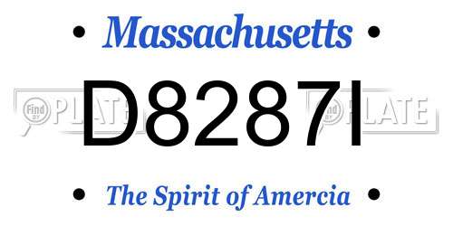 D8287I Massachusetts License Plate
