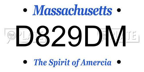 D829DM Massachusetts License Plate
