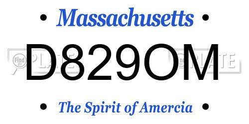 D829OM Massachusetts License Plate