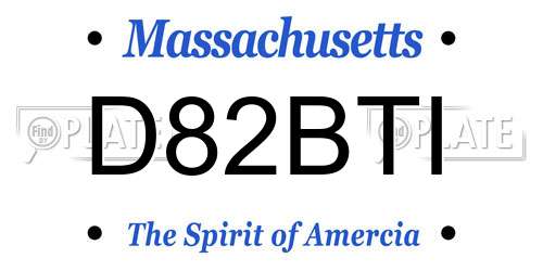 D82BTI Massachusetts License Plate