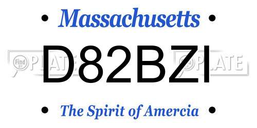 D82BZI Massachusetts License Plate