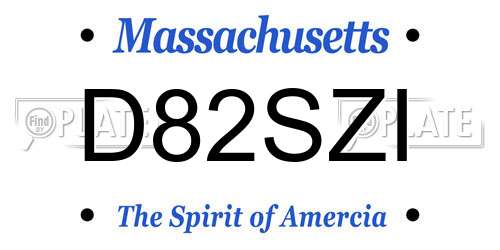 D82SZI Massachusetts License Plate