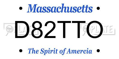 D82TTO Massachusetts License Plate