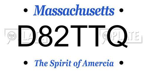 D82TTQ Massachusetts License Plate