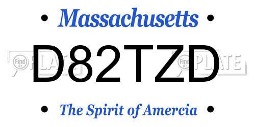 D82TZD Massachusetts License Plate