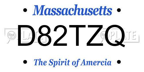 D82TZQ Massachusetts License Plate