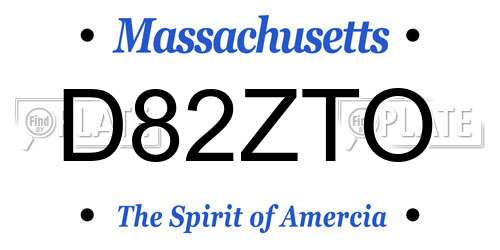 D82ZTO Massachusetts License Plate