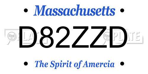 D82ZZD Massachusetts License Plate