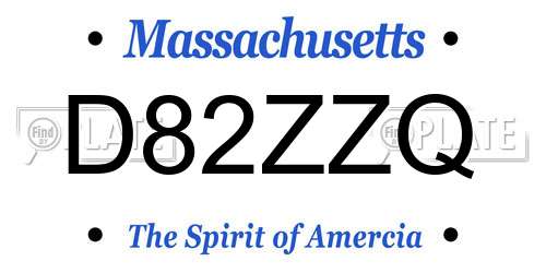 D82ZZQ Massachusetts License Plate