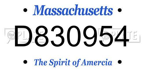 D830954 Massachusetts License Plate
