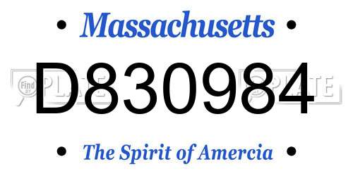 D830984 Massachusetts License Plate