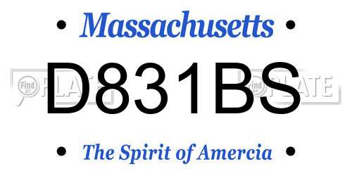 D831BS Massachusetts License Plate