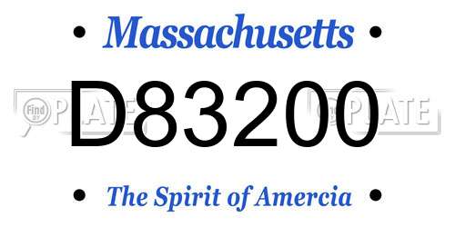 D83200 Massachusetts License Plate