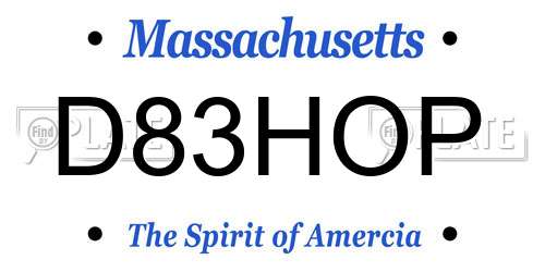 D83HOP Massachusetts License Plate