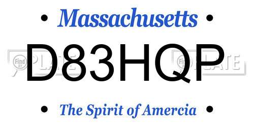 D83HQP Massachusetts License Plate