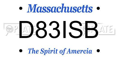 D83ISB Massachusetts License Plate