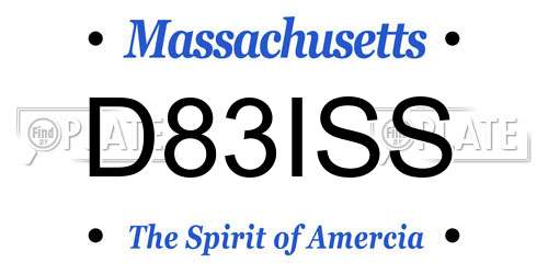 D83ISS Massachusetts License Plate