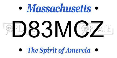 D83MCZ Massachusetts License Plate