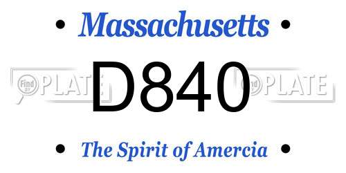 D840 Massachusetts License Plate