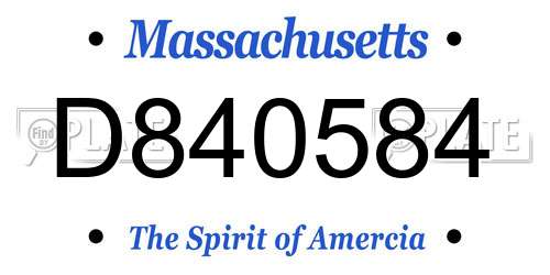 D840584 Massachusetts License Plate