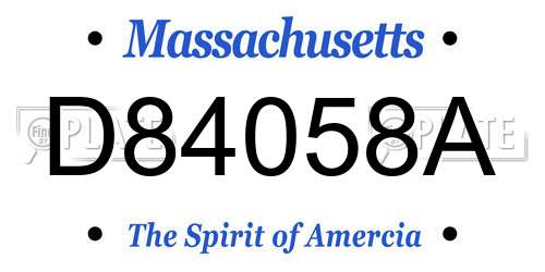 D84058A Massachusetts License Plate