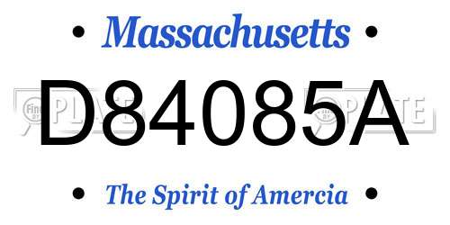 D84085A Massachusetts License Plate