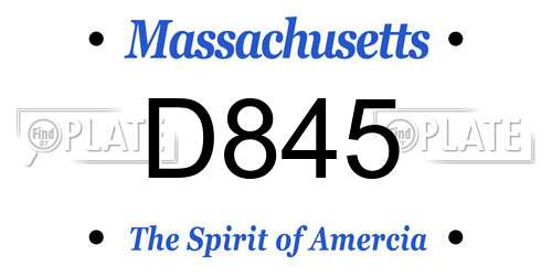 D845 Massachusetts License Plate