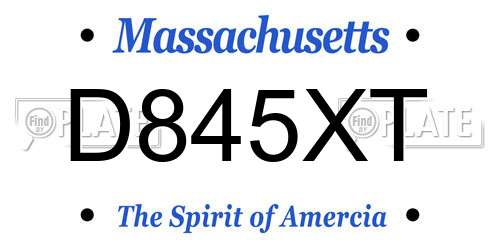 D845XT Massachusetts License Plate