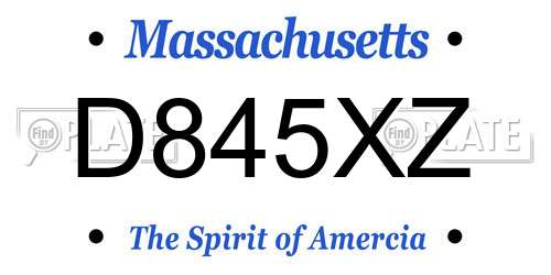 D845XZ Massachusetts License Plate