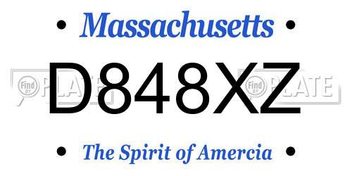D848XZ Massachusetts License Plate