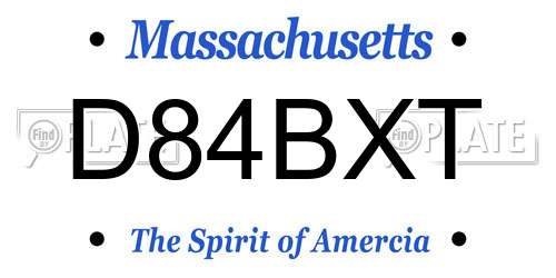D84BXT Massachusetts License Plate