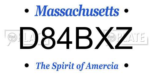 D84BXZ Massachusetts License Plate