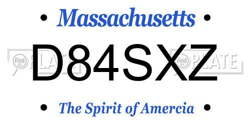 D84SXZ Massachusetts License Plate