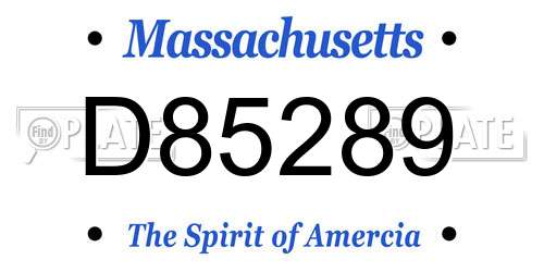 D85289 Massachusetts License Plate