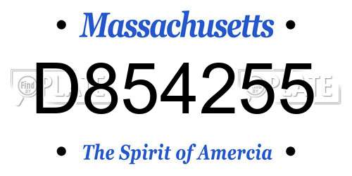 D854255 Massachusetts License Plate