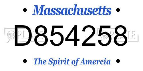 D854258 Massachusetts License Plate