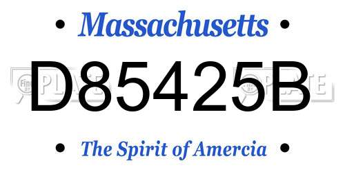 D85425B Massachusetts License Plate