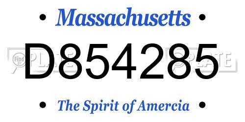 D854285 Massachusetts License Plate