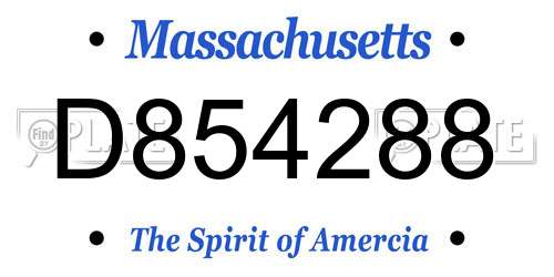 D854288 Massachusetts License Plate