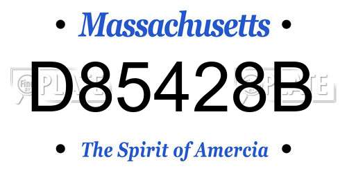 D85428B Massachusetts License Plate